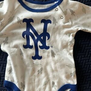 NWT Mets PJs white and blue 3/6 months